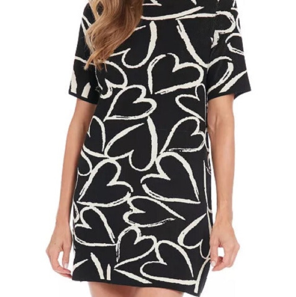 London Times Black and White Knit Dress - Picture 3 of 6